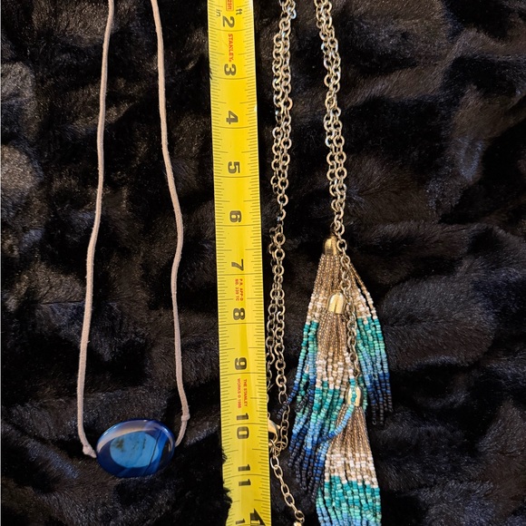 Chico's Jewelry - Vintage Chico’s Blue & Gold 3 Tassel Beaded Necklace & 1 Handmade Blue Necklace